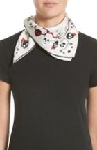 Women's Alexander Mcqueen Party Skull Silk Square Scarf, Size - Ivory