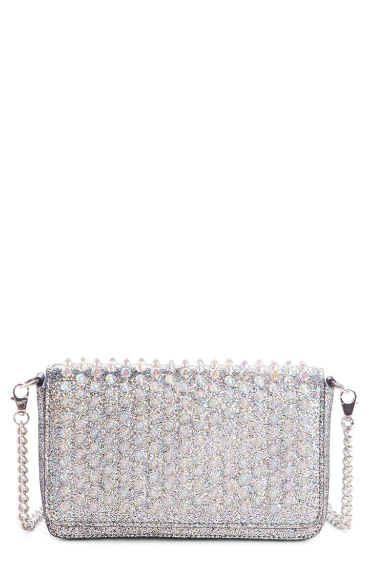 Women's Christian Louboutin Zoompouch Crystal Embellished Leather Clutch - Metallic