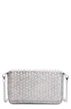 Women's Christian Louboutin Zoompouch Crystal Embellished Leather Clutch - Metallic