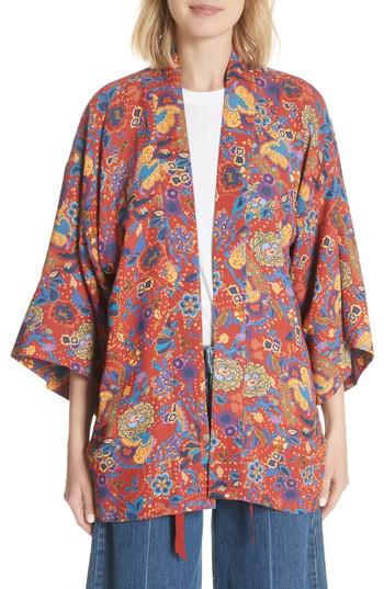 Women's Elizabeth And James Drew Crop Sleeve Kimono - Orange