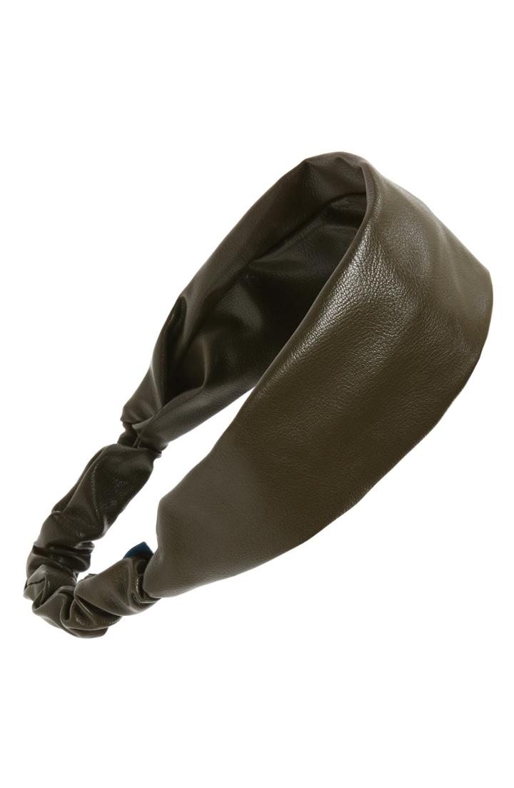 Tasha Faux Leather Head Wrap, Size - Green