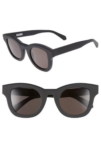 Women's Valley Amadeus 48mm Retro Sunglasses - Matte Black/ Black