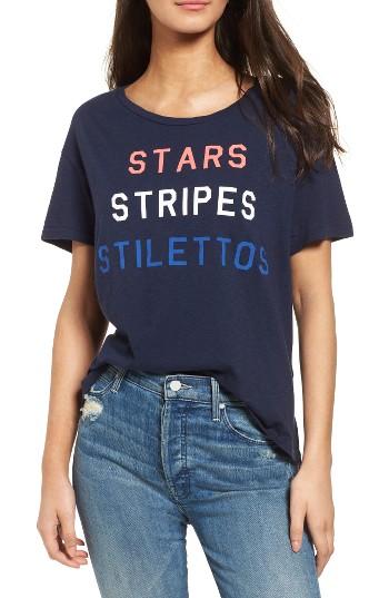 Women's Sundry Stars Stripes Stilettos Tee - Blue