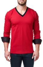 Men's Maceoo Check V-neck Pullover - Red