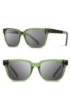 Women's Shwood 'prescott' 52mm Polarized Acetate & Wood Sunglasses - Emerald/ Ebony/ Grey Polar