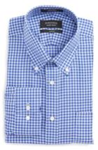 Men's Nordstrom Men's Shop Trim Fit Non-iron Gingham Dress Shirt - 32/33 - Blue