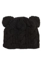 Women's Nirvanna Designs Cable Knit Kitty Beanie - Black