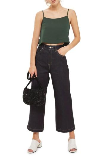 Women's Topshop Side Tie Crop Camisole Us (fits Like 0) - Green