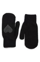 Women's David & Young Sequin Heart Mittens, Size - Black