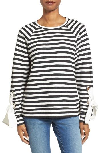 Women's Halogen Tie Sleeve Sweatshirt - Black
