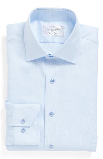 Men's Lorenzo Uomo Trim Fit Houndstooth Dress Shirt 32 - Blue