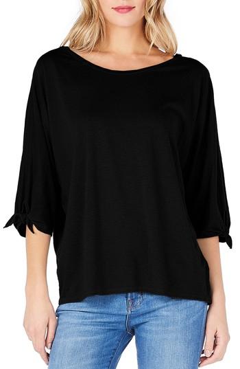 Women's Michael Stars Tie Sleeve Tee, Size - Black