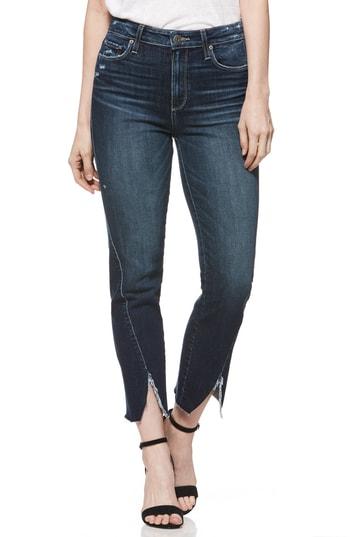 Women's Paige Transcend Vintage - Skyline Twist Hem Ankle Straight Leg Jeans - Blue