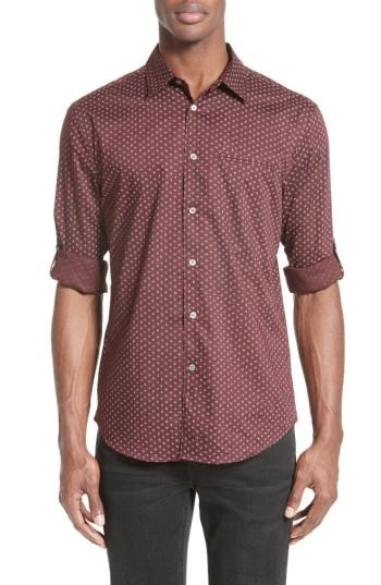 Men's John Varvatos Collection Slim Fit Print Sport Shirt, Size - Red