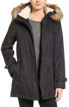 Women's Larry Levine Faux Shearling & Faux Fur Trim Water Repellent Parka With Detachable Hood - Black