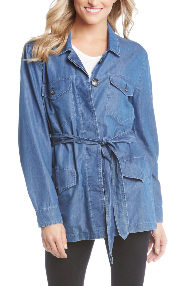 Women's Karen Kane Belted Chambray Cargo Jacket