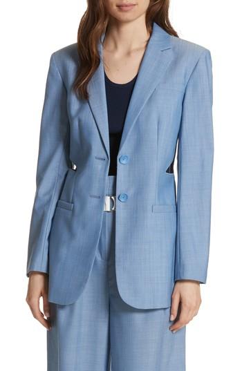 Women's Tibi Side Cutout Wool Jacket - Blue