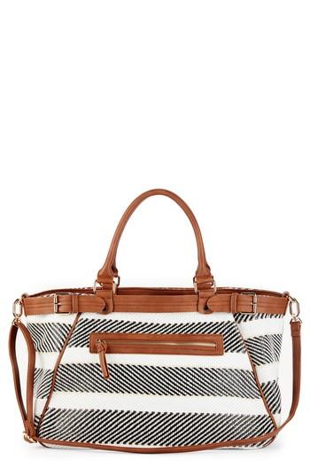 Sole Society Stripe Woven Weekend Bag - Black