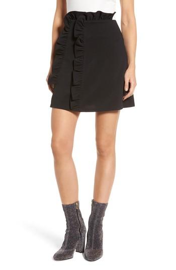 Women's Lost Ink Ruffle Miniskirt, Size - Black