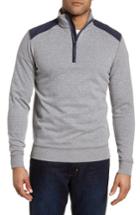 Men's Bugatchi Regular Fit Stripe Quarter Zip Pullover, Size - Grey