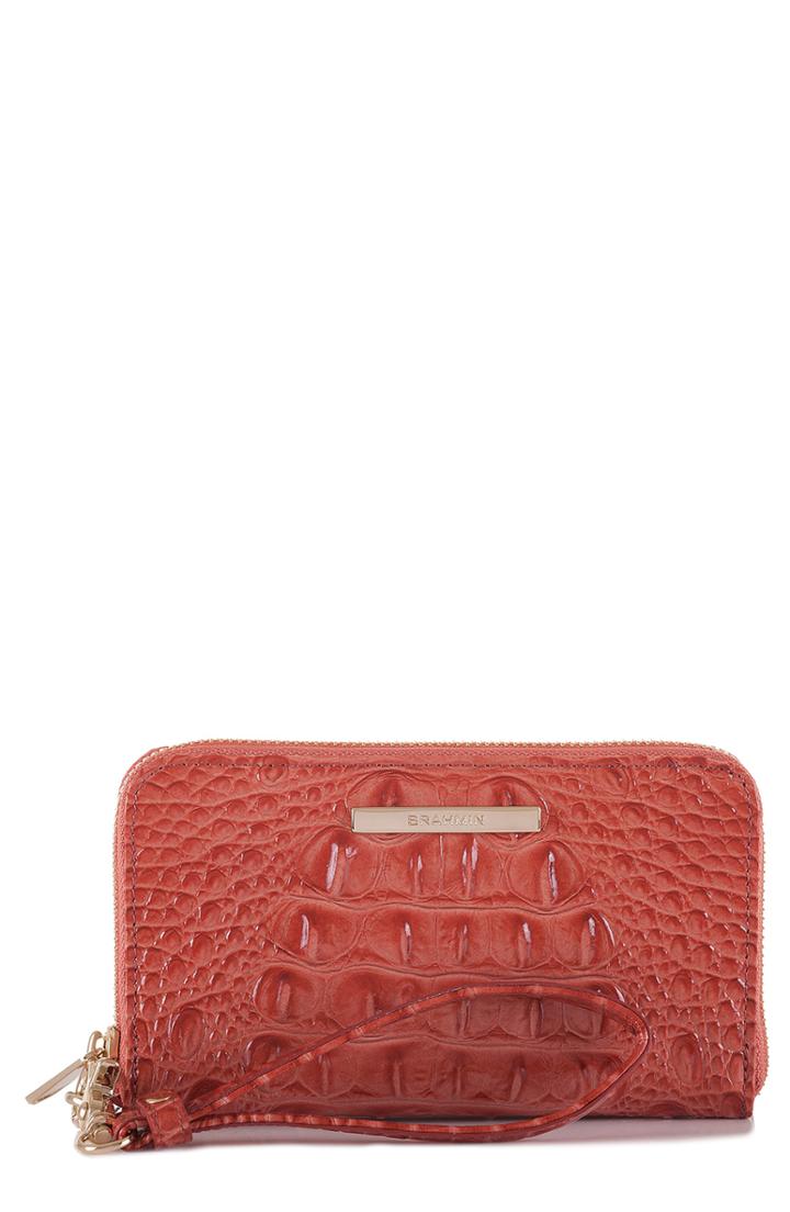Women's Brahmin 'riley' Croc Embossed Leather Wristlet -