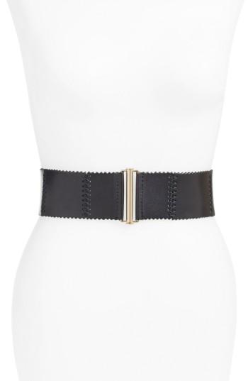 Women's Elise M. 'woodland' Stitched Leather Belt - Black