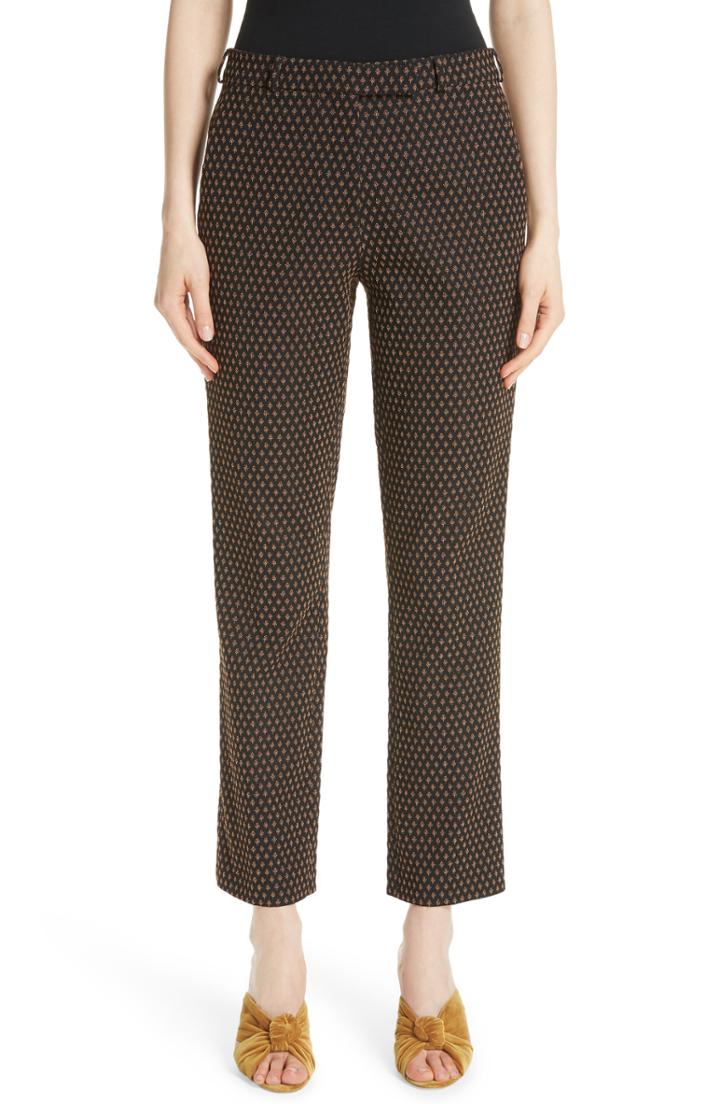 Women's Etro Dot Jacquard Straight Leg Pants Us / 40 It - Black