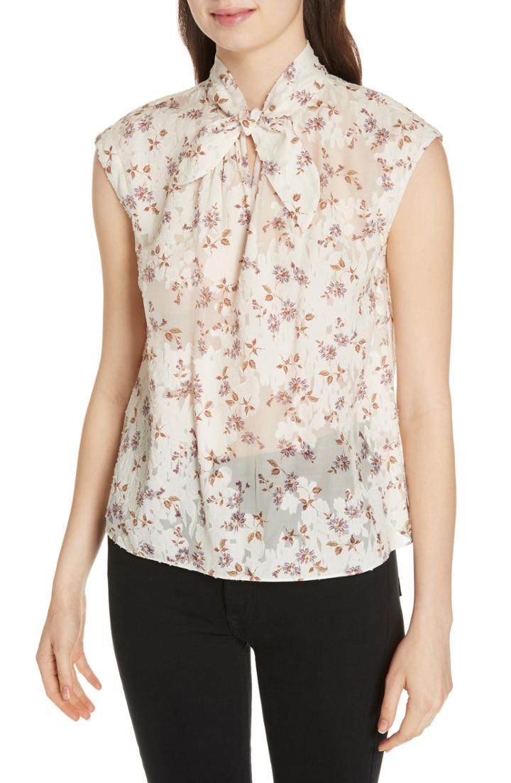 Women's Rebecca Taylor Kyla Tie Neck Blouse - Ivory