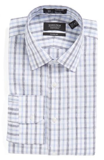 Men's Nordstrom Men's Shop Smartcare(tm) Classic Fit Check Dress Shirt .5 34 - Blue