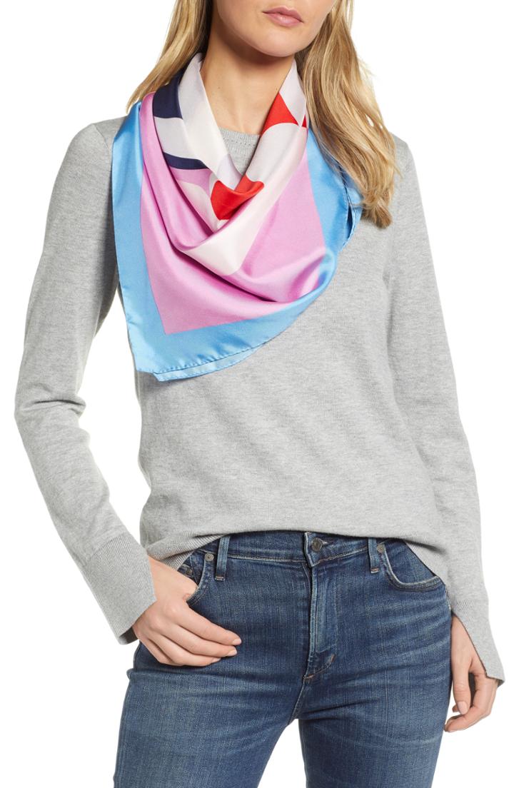 Women's Tory Burch Colorblock Logo Silk Scarf