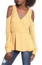 Women's Leith Cold Shoulder Wrap Top, Size - Yellow