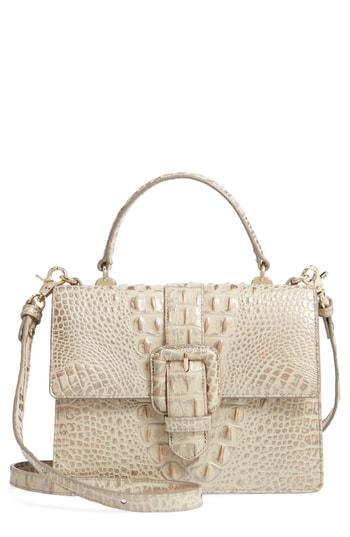 Brahmin Mini Francine Croc Embossed Leather Satchel - Ivory