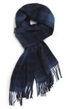 Men's Hickey Freeman Plaid Cashmere Scarf, Size - Blue