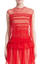 Women's Simone Rocha Teddy Feather Trim Tulle Top Us / 4 Uk - Red