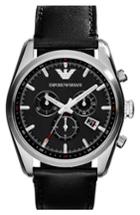 Men's Emporio Armani Chronograph Leather Strap Watch, 43mm