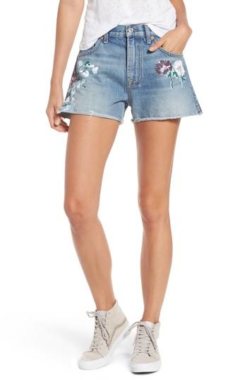 Women's 7 For All Mankind Handpainted Cutoff Denim Shorts - Blue