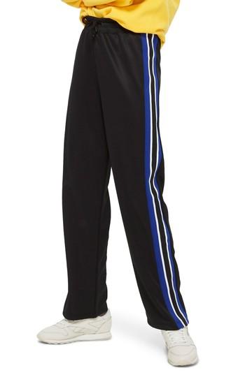 Women's Topshop Super Side Stripe Track Pants Us (fits Like 0) - Black