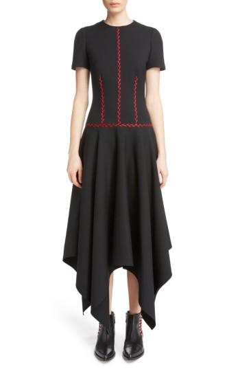 Women's Alexander Mcqueen Stitched Handkerchief Hem Dress Us / 46 It - Black