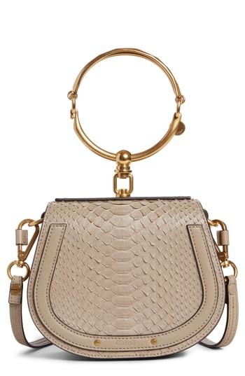Chloe Small Nile Genuine Python Crossbody Bag - Grey