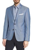 Men's Nordstrom Men's Shop Extra Trim Fit Wool & Cotton Blazer R - Blue