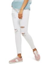 Women's Topshop Jamie Super Rip High Waist Skinny Jeans X 30 - White