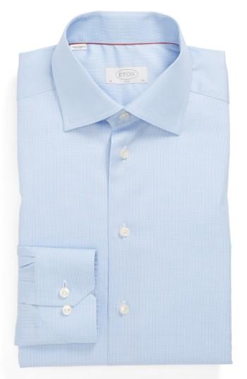 Men's Eton Slim Fit Houndstooth Dress Shirt .5 - Blue