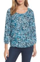 Women's Michael Michael Kors Big Cat Print Peasant Top - Blue