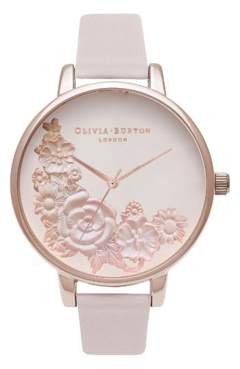 Women's Olivia Burton Begin To Blush Leather Strap Watch, 38mm