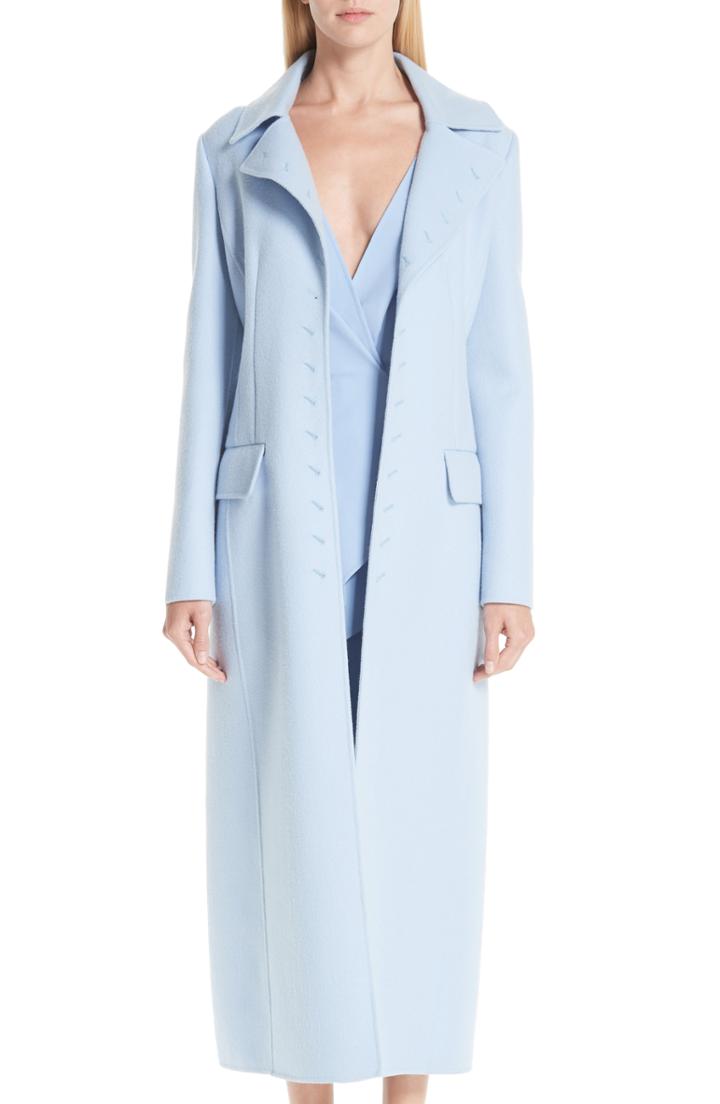 Women's Oscar De La Renta Wool & Cashmere Coat - Blue
