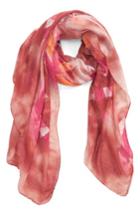 Women's Accessory Collective Abstract Leaf Print Oblong Scarf, Size - Red