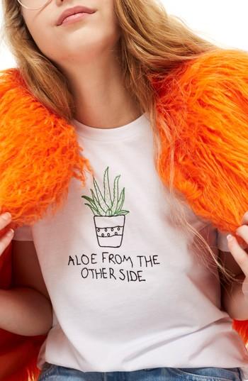 Women's Topshop Aloe Embroidered Tee Us (fits Like 0-2) - White