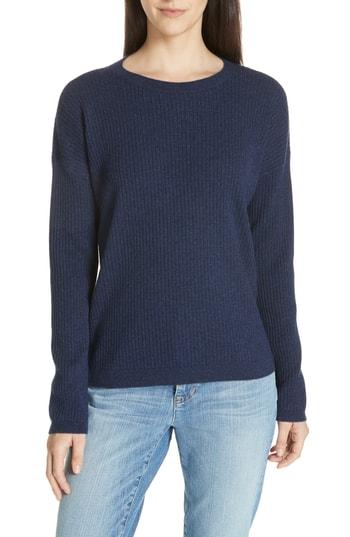 Women's Eileen Fisher Boxy Ribbed Cashmere Sweater - Blue