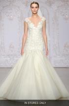 Women's Monique Lhuillier Roslyn Embroidered Illusion Tulle Trumpet Gown, Size In Store Only - White
