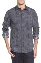 Men's Bugatchi Classic Fit Hashmark Sport Shirt - Black